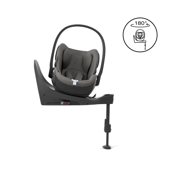 Cybex Cloud T i-Size Rotating Baby Car Seat, Sirona T i-Size 360° Rotating Toddler Car Seat & Isofix Base - Mirage Grey - June Delivery