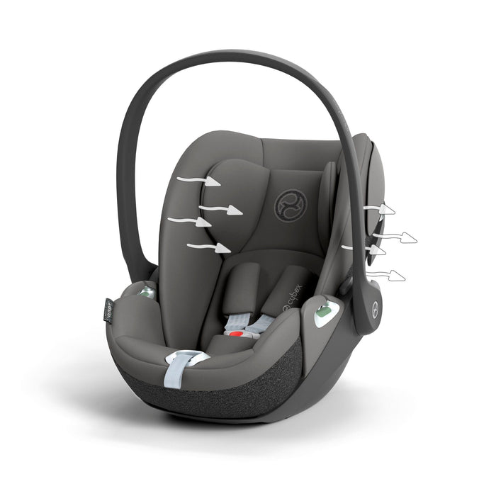 Cybex Cloud T i-Size Rotating Baby Car Seat, Sirona T i-Size 360° Rotating Toddler Car Seat & Isofix Base - Mirage Grey - June Delivery