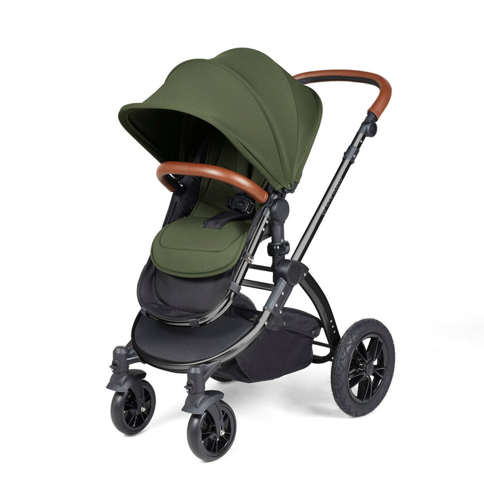 Ickle Bubba Stomp Luxe i-Size Travel System with Stratus Car Seat & Base - Woodland Black