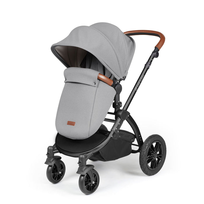 Ickle Bubba Stomp Luxe i-Size Travel System with Stratus Car Seat & Base - Pearl Grey Black