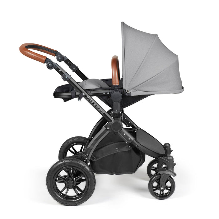 Ickle Bubba Stomp Luxe i-Size Travel System with Stratus Car Seat & Base - Pearl Grey Black