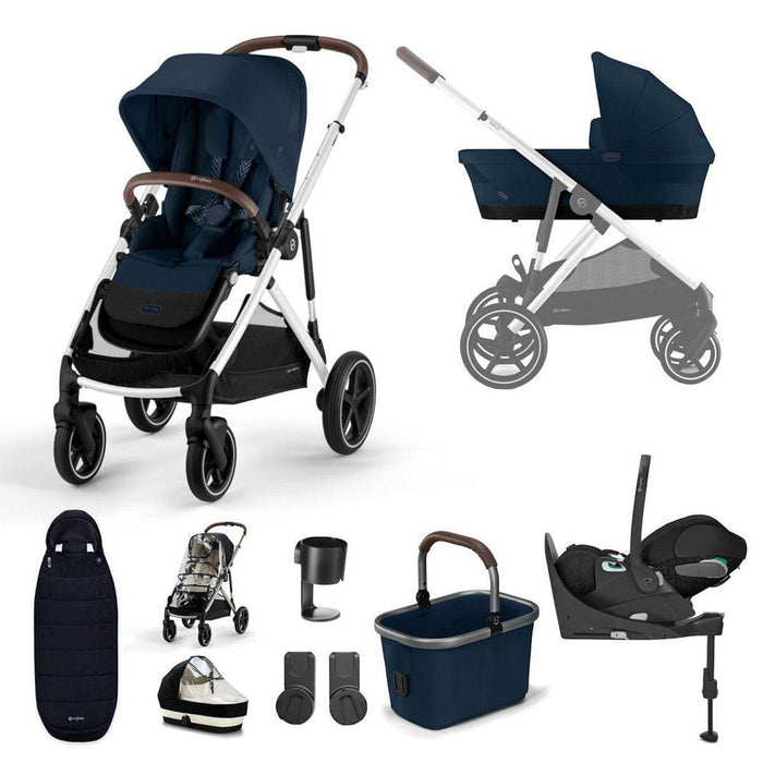 Cybex Gazelle S Bundle with Cloud T Swivel Car Seat & Base - Ocean Blue/Silver Frame - June Delivery