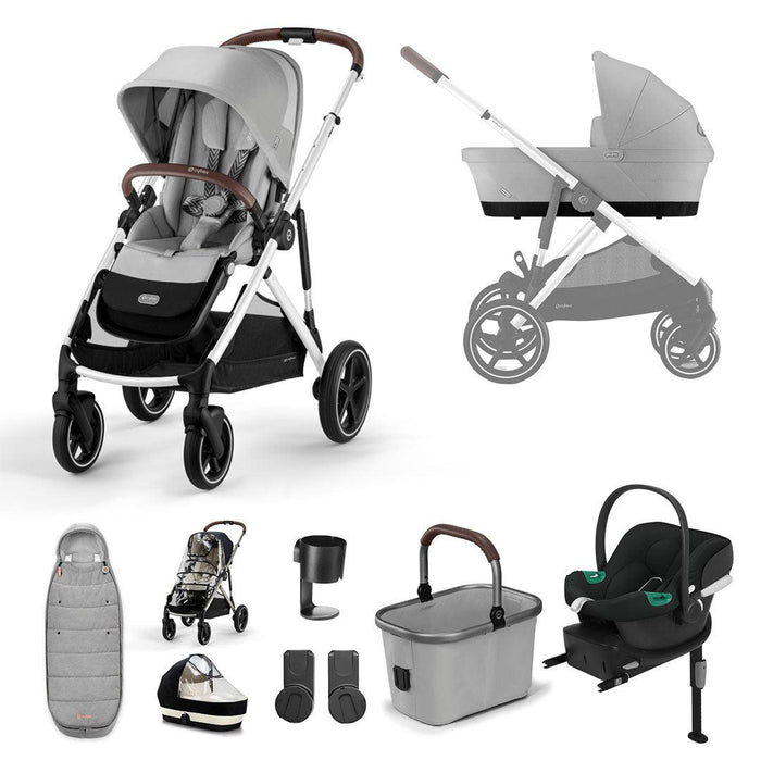 Cybex Gazelle S Bundle with Aton B2 Car Seat & Base - Lava Grey/Silver Frame