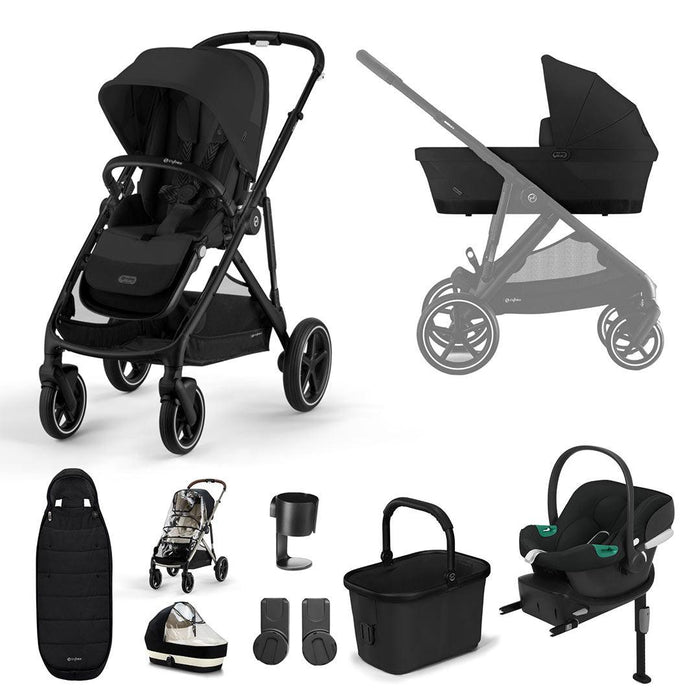 Cybex Gazelle S Bundle with Aton B2 Car Seat & Base - Moon Black/Black Frame