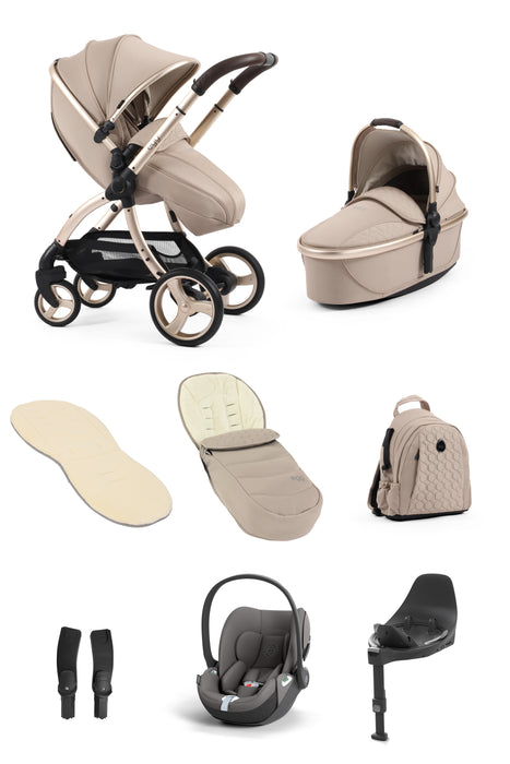 egg3 Feather Bundle Luxury Package with Cybex Cloud T Car Seat in Grey & Base - Delivery Late June