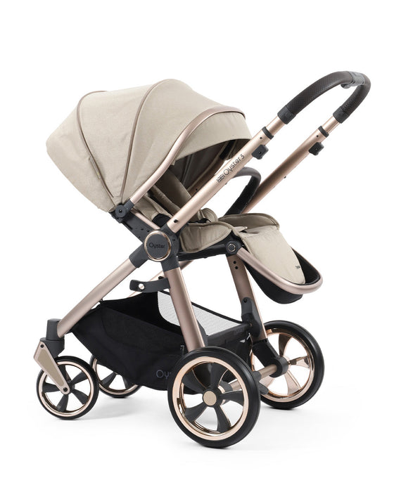 BabyStyle Oyster 3 Luxury Bundle with Cybex Cloud T Car Seat & Rotating Base - Creme Brûlée - Delivery Late July