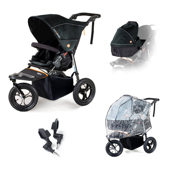 Out n About Single Nipper V5 New Parent Starter Bundle - Summit Black - Delivery Late April