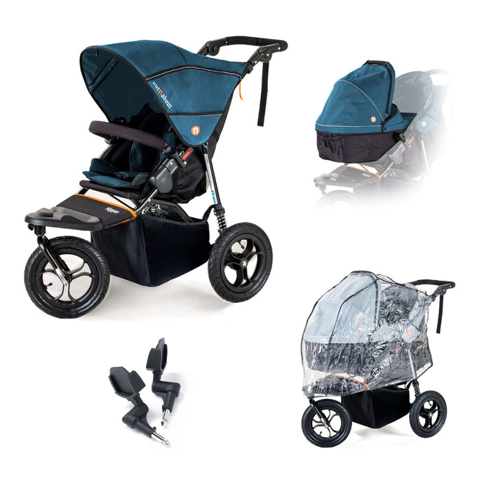 Out n About Single Nipper V5 New Parent Starter Bundle - Highland Blue - Delivery Late April