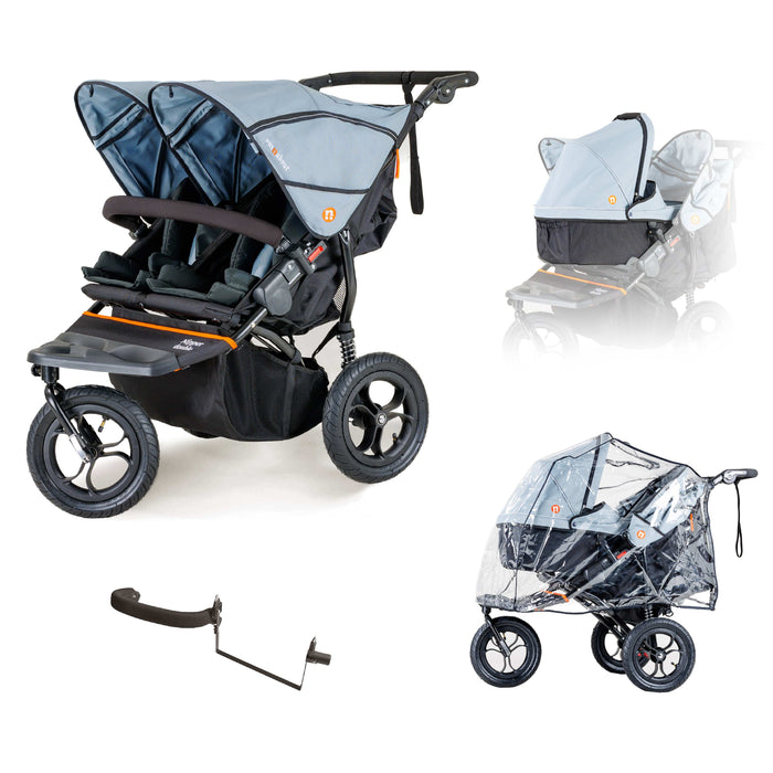 Out n About Double Nipper V5 Newborn & Toddler Starter Bundle - Rocksalt Grey - Delivery Late April