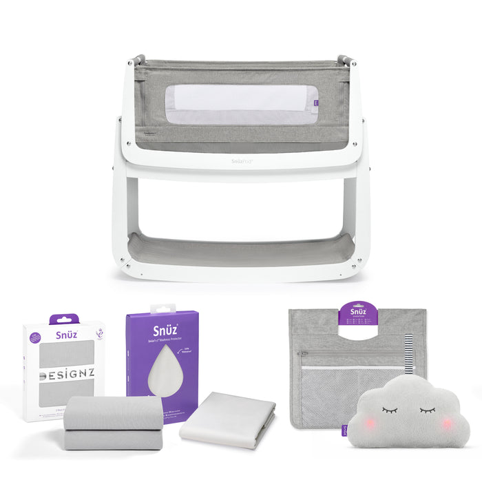 SnuzPod 4 Bedside Crib Essential Bundle - Dusk Grey