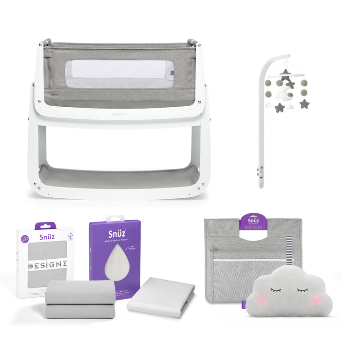 SnuzPod 4 Bedside Crib Complete Bundle - Dusk Grey