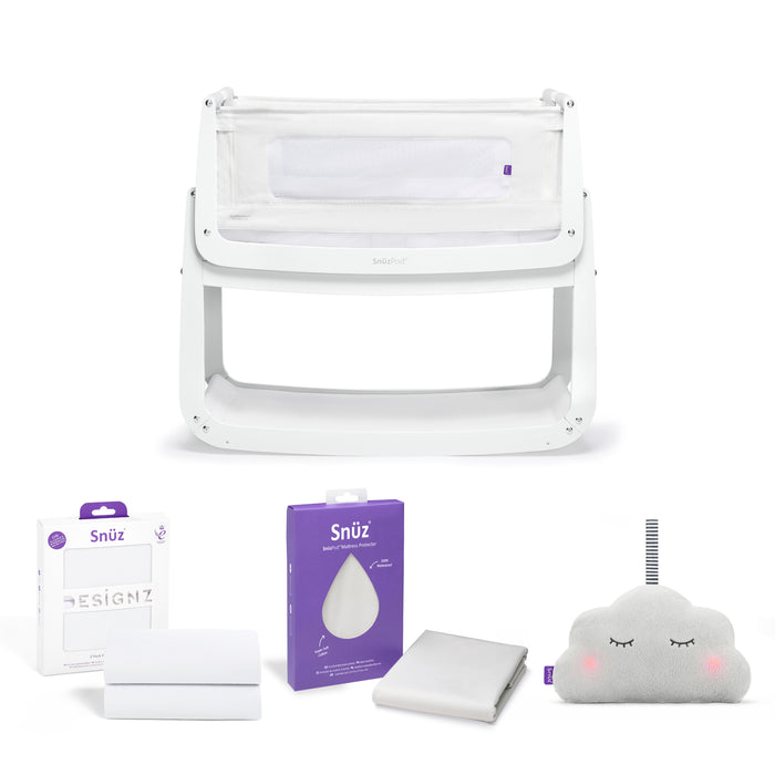 SnuzPod 4 Bedside Crib Starter Bundle - White