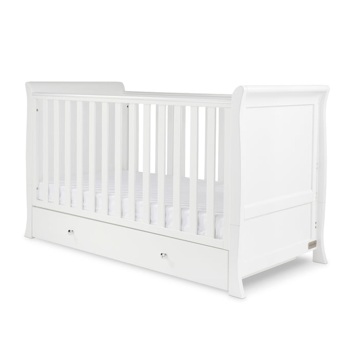 Ickle Bubba Snowdon Classic Cot Bed includes Fibre Mattress - White