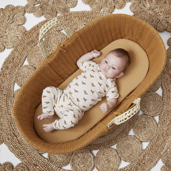 The Little Green Sheep Organic Moses Basket Fitted Sheet - Honey Delivery 1-2 weeks