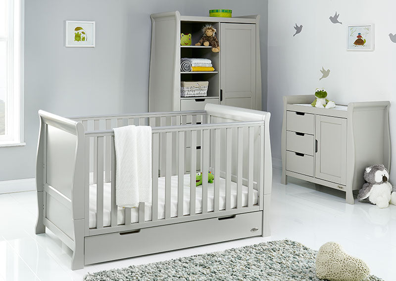 Obaby Stamford Classic Sleigh 3 Piece Room Set - Warm Grey - Delivery Late May