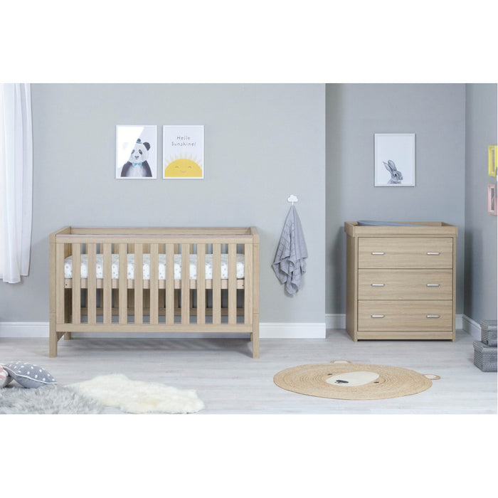 Babymore Luno 2 piece Cot Bed & Changing Unit - Oak