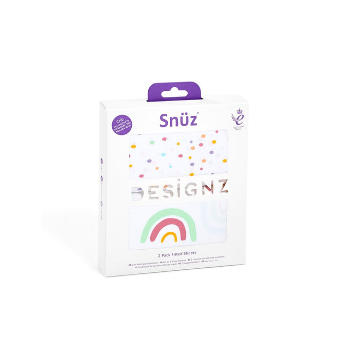 SnuzPod Crib 2 Pack Fitted Sheets - Colour Rainbow