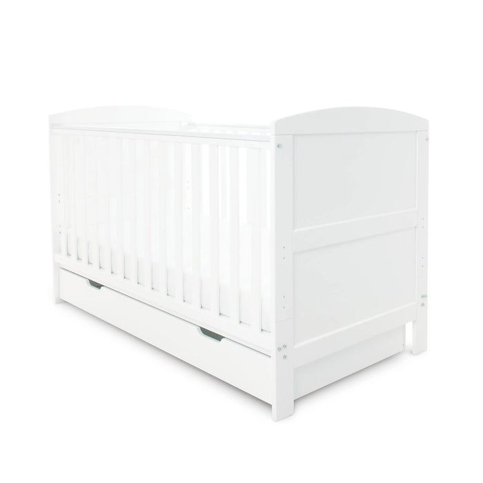 Ickle Bubba Coleby Classic Cot Bed with underdrawer & Fibre mattress - White