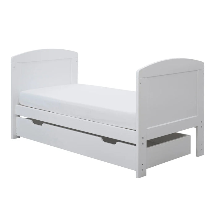 Ickle Bubba Coleby Mini Cot Bed with underdrawer & Fibre mattress - White