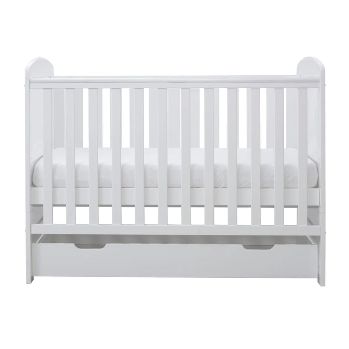 Ickle Bubba Coleby Mini Cot Bed with underdrawer & Fibre mattress - White