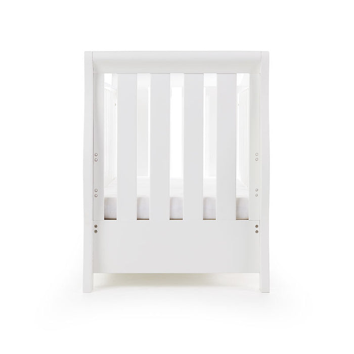 Obaby Stamford Luxe Sleigh Cot Bed - White - Delivery Late April