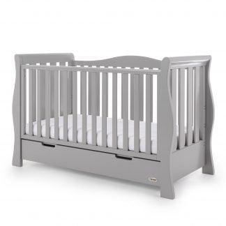 Obaby Stamford Classic Sleigh Cot Bed - Warm Grey - Delivery Late July