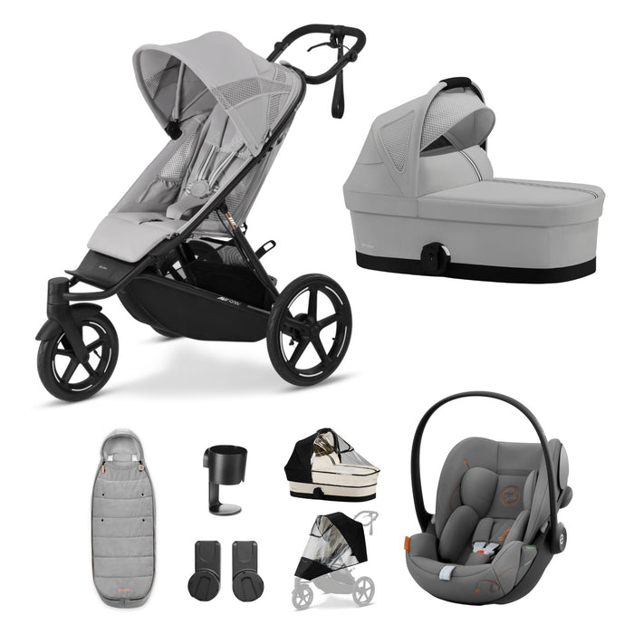 Cybex AVI Spin Fog Grey Bundle with Cloud G Car Seat Base — Just