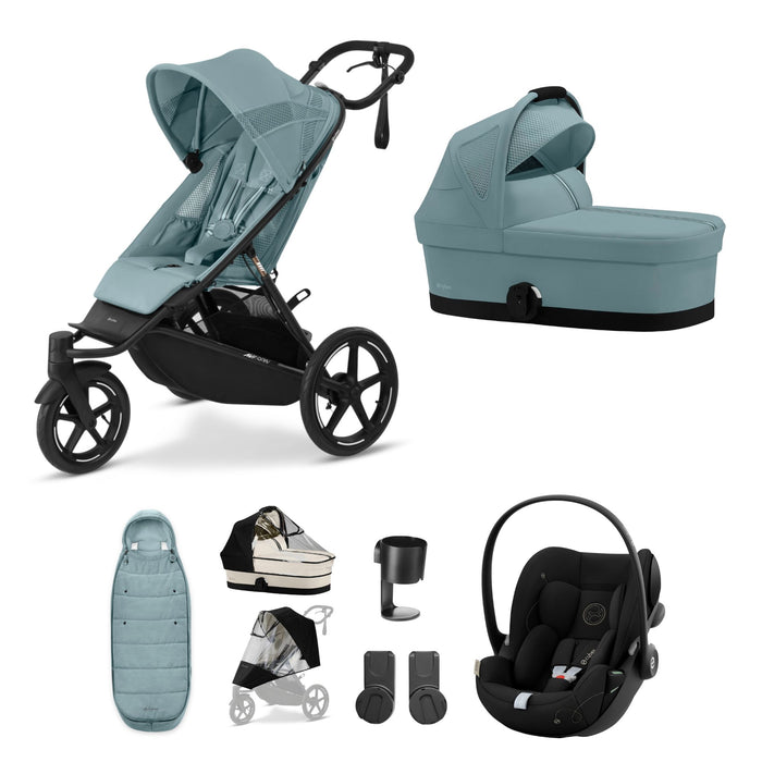 cybex running stroller Cybex AVI Spin Stormy Blue Bundle with Cloud G Car Seat & Base — Just Another Baby?