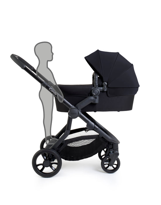 iCandy Orange 4 Pushchair with Cocoon Car Seat & Base - Jet Black Edition - June Delivery