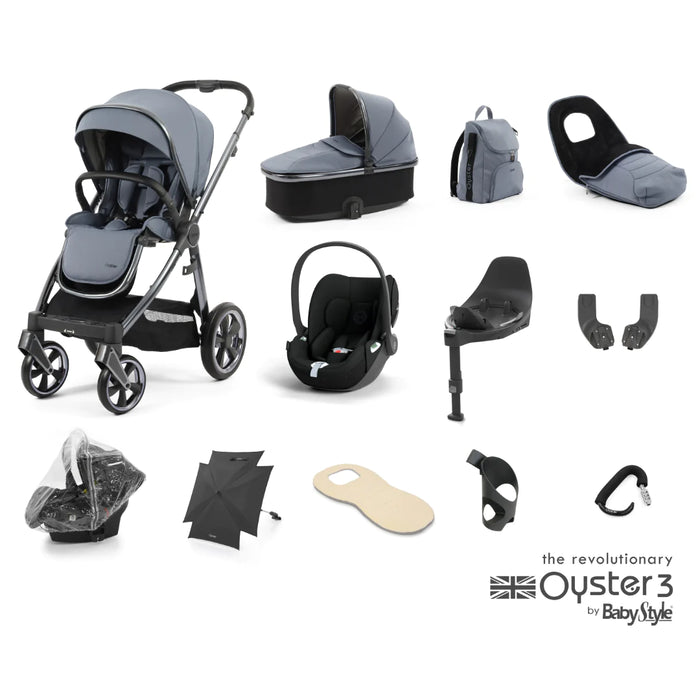 BabyStyle Oyster 3 Ultimate Bundle with Cybex Cloud T Car Seat & Rotating Base - Dream Blue - Delivery Late July