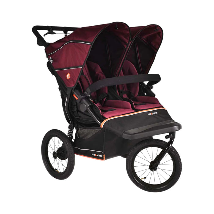 Out n About Nipper V6 Plus Double Pushchair - Brambleberry Red - In Stock