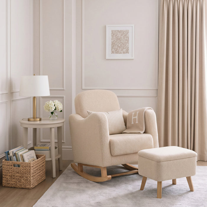 Bebe & Beyond Soother Nursing Chair & Stool - Oat Ted - End of October Delivery