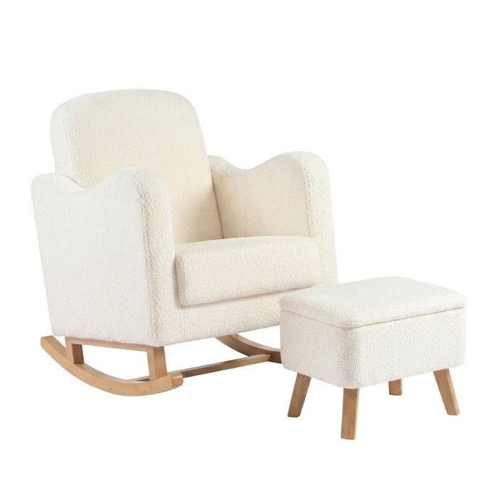 Bebe & Beyond Soother Nursing Chair & Stool - Off White - End of October Delivery