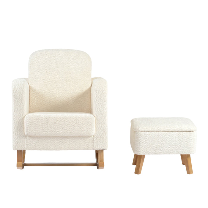 Bebe & Beyond Soother Nursing Chair & Stool - Off White - End of October Delivery