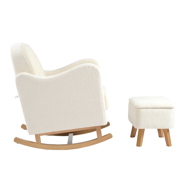 Bebe & Beyond Soother Nursing Chair & Stool - Off White - End of October Delivery