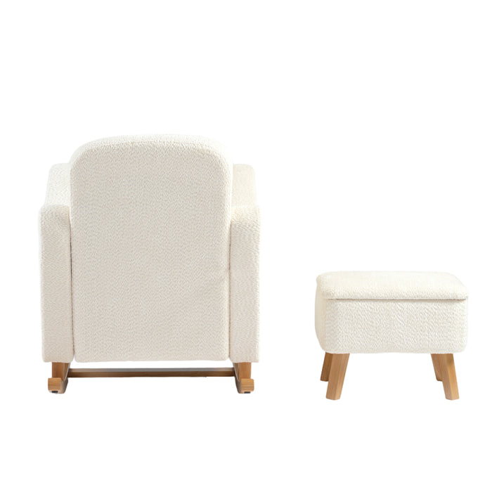 Bebe & Beyond Soother Nursing Chair & Stool - Off White - End of October Delivery