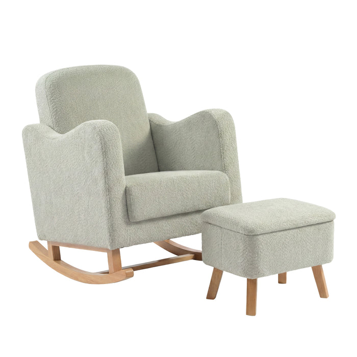 Bebe & Beyond Soother Nursing Chair & Stool - Sage Boucle - End of October Delivery
