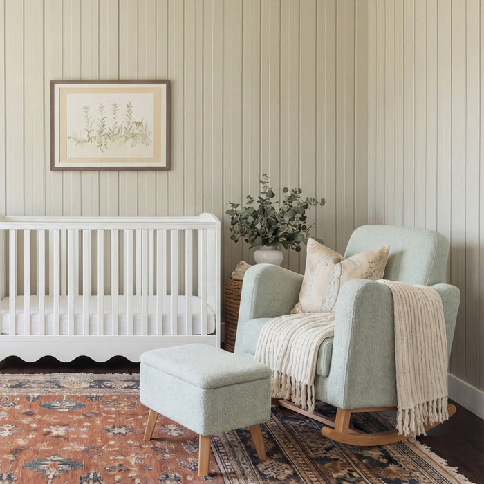 Bebe & Beyond Soother Nursing Chair & Stool - Sage Boucle - End of October Delivery