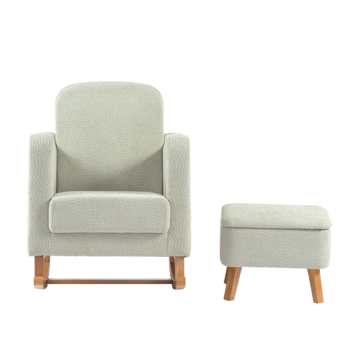Bebe & Beyond Soother Nursing Chair & Stool - Sage Boucle - End of October Delivery