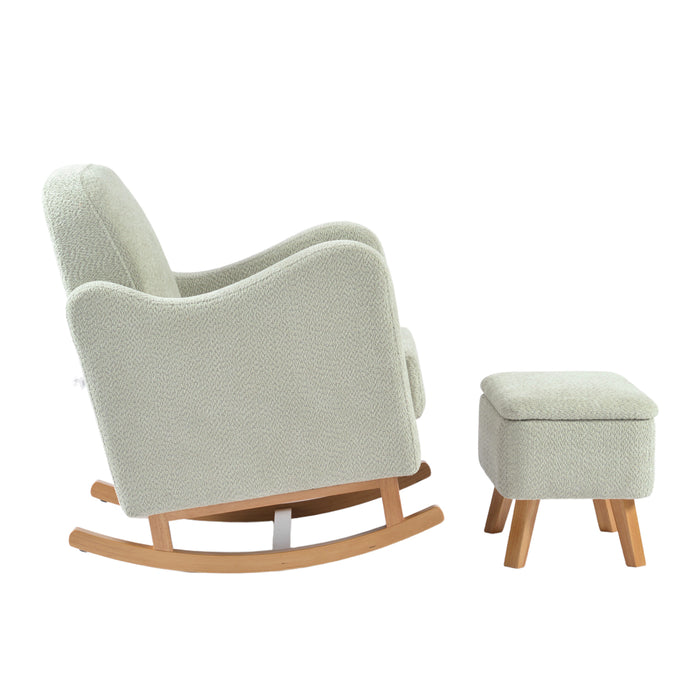 Bebe & Beyond Soother Nursing Chair & Stool - Sage Boucle - End of October Delivery