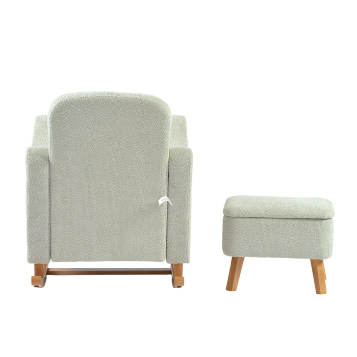 Bebe & Beyond Soother Nursing Chair & Stool - Sage Boucle - End of October Delivery