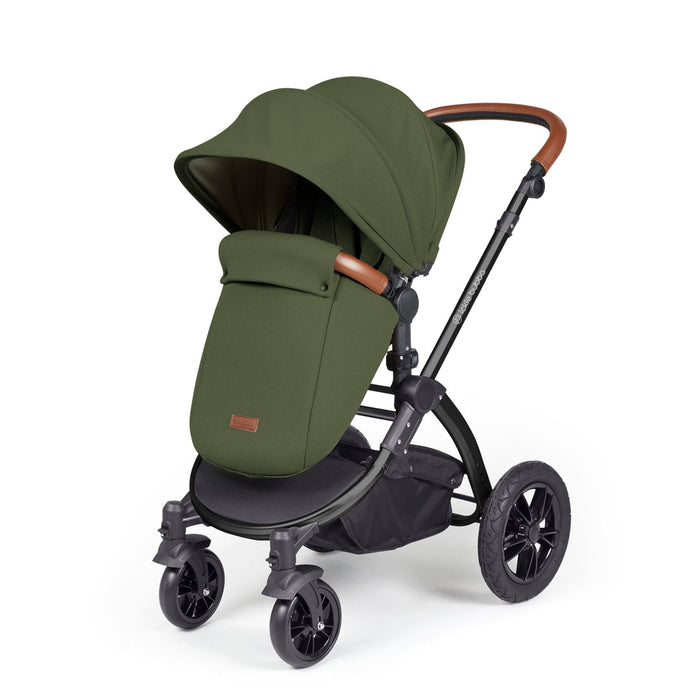 Ickle Bubba Stomp Luxe i-Size Travel System with Stratus Car Seat & Base - Woodland Black - Delivery Mid January