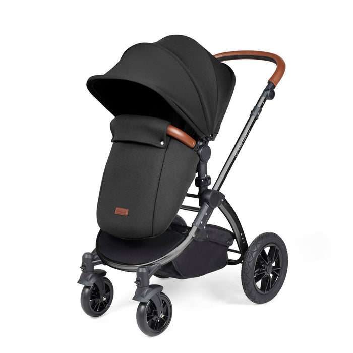 Ickle Bubba Stomp Luxe i-Size Travel System with Stratus Car Seat & Base - Midnight Black