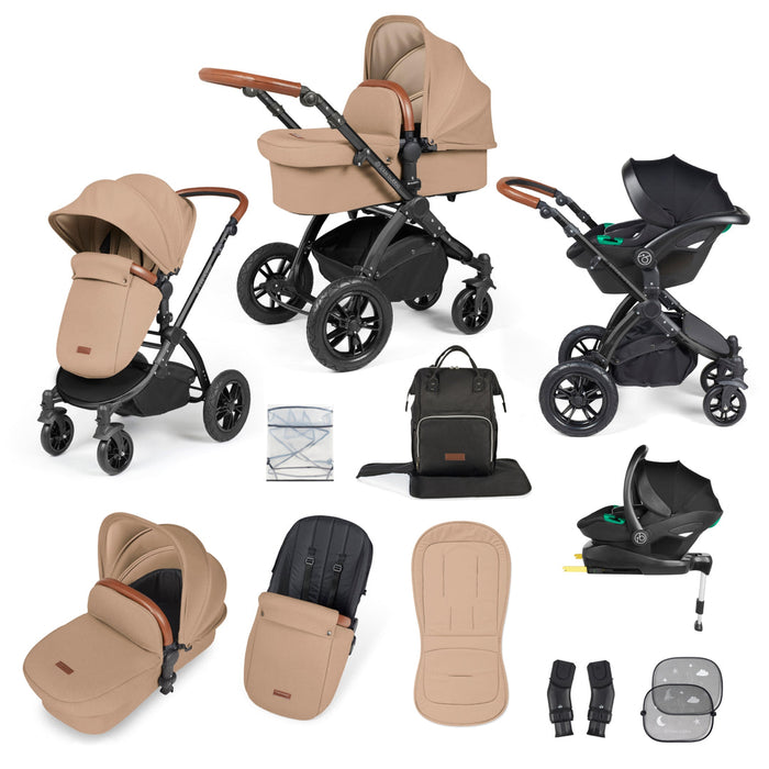 Ickle Bubba Stomp Luxe i-Size Travel System with Stratus Car Seat & Base - Desert Black