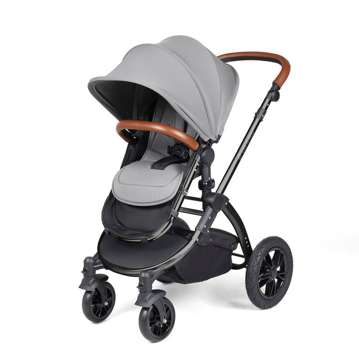 Ickle Bubba Stomp Luxe i-Size Travel System with Stratus Car Seat & Base - Pearl Grey Black - Delivery Early January