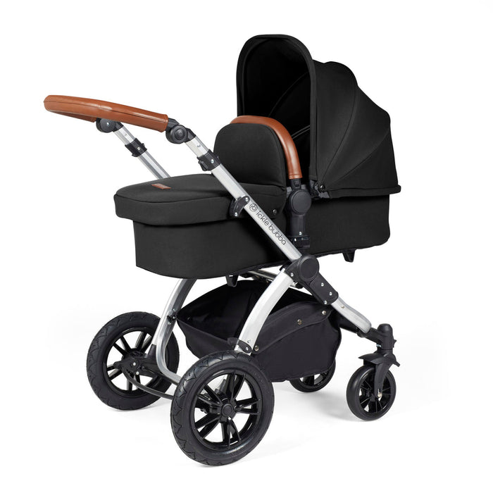 Ickle Bubba Stomp Luxe i-Size Travel System & Home Bundle with Cirrus Car Seat & Base - Midnight Silver