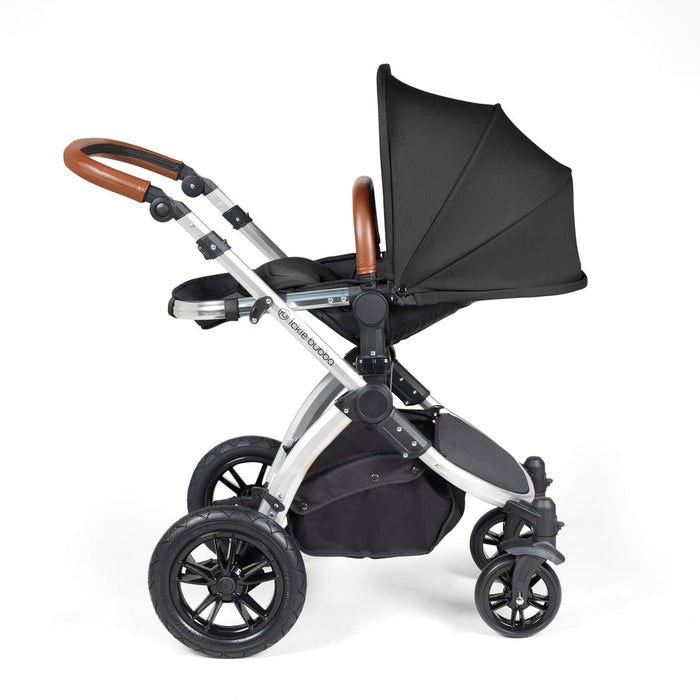 Ickle Bubba Stomp Luxe i-Size Travel System & Home Bundle with Cirrus Car Seat & Base - Midnight Silver