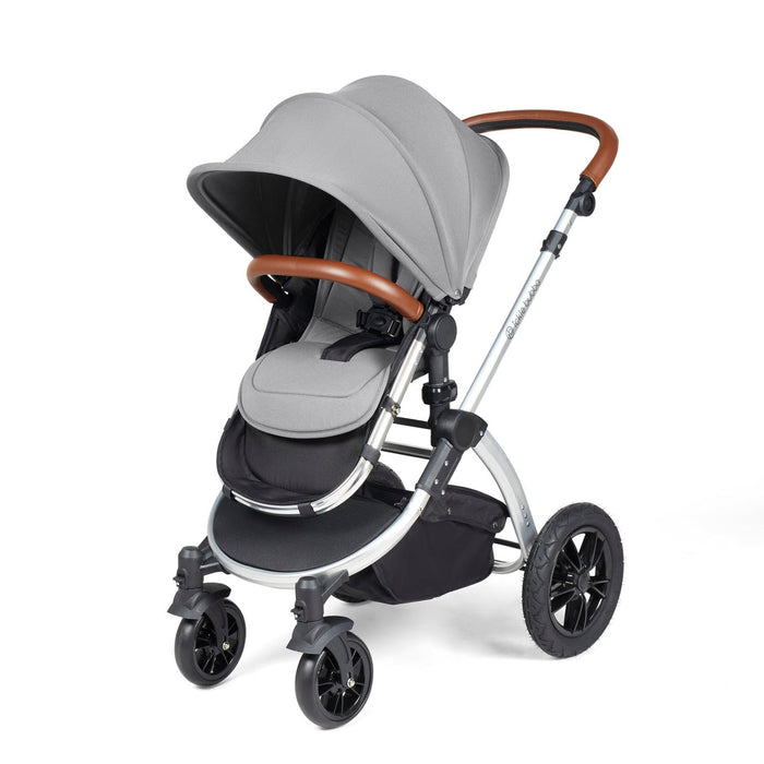 Ickle Bubba Stomp Luxe i-Size Travel System & Home Bundle with Cirrus Car Seat & Base - Pearl Grey Silver