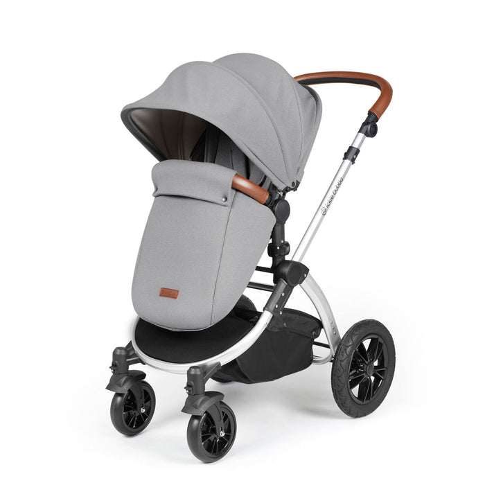 Ickle Bubba Stomp Luxe i-Size Travel System & Home Bundle with Cirrus Car Seat & Base - Pearl Grey Silver