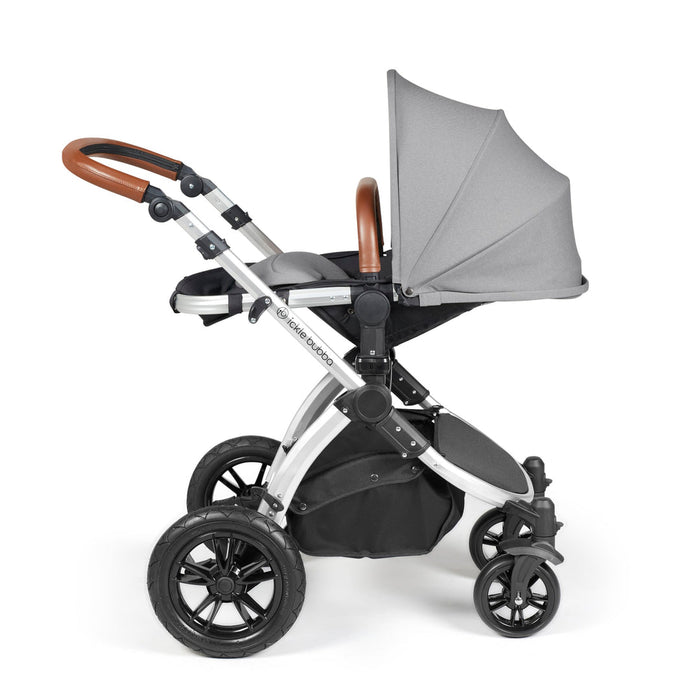 Ickle Bubba Stomp Luxe i-Size Travel System & Home Bundle with Cirrus Car Seat & Base - Pearl Grey Silver